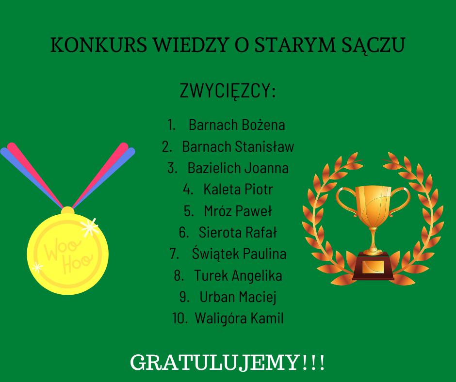 ‼️ZNAMY WYNIKI KONKURSU WIEDZY O STARYM SĄCZU‼️
