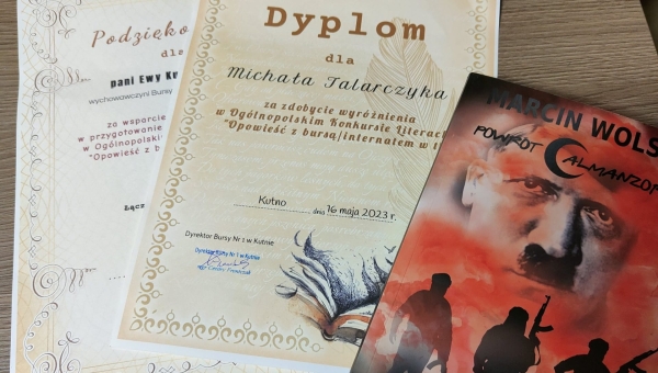 Mamy wyróżnienie w Ogólnopolskim Konkursie Literackim dla Burs