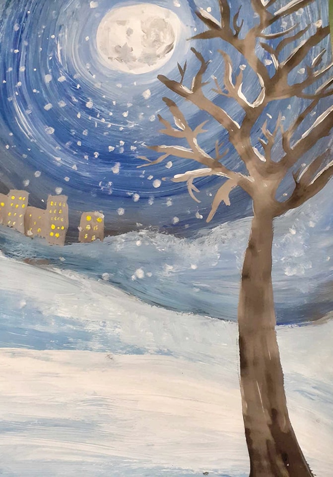  Warsztaty tworzenia zimowych obrazów akwarelą i kredką 